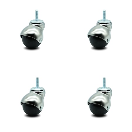 SERVICE CASTER 2 Inch Bright Chrome Hooded 5/16 Inch Threaded Stem Ball Caster SCC, 4PK SCC-TS01S20-POS-BC-516-4